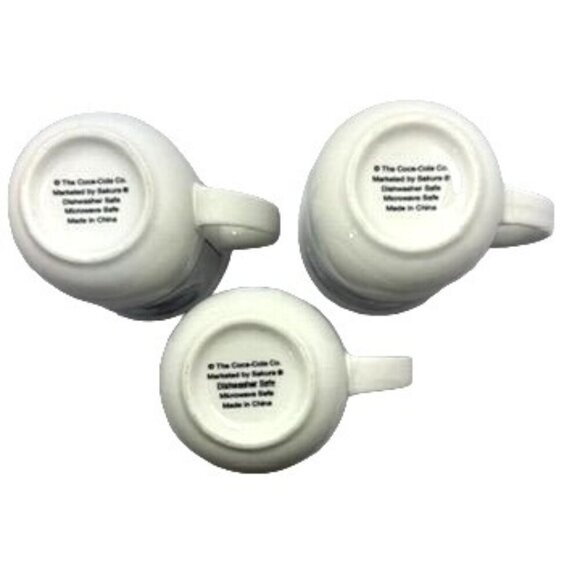 Vtg Coca-Cola by Sakura Polar Bear Winter Scene Mugs Porcelain Cups 3 Piece Set - Picture 9 of 12